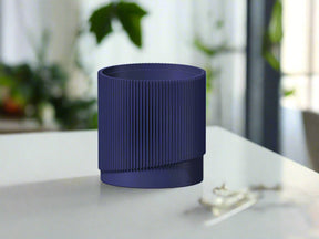 Mid-Century Ribbed Planter with Drainage and Saucer