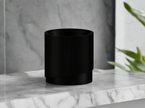 Mid-Century Ribbed Planter with Drainage and Saucer