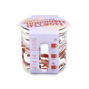 Mug grow kit with organic seeds, instructions, and a marbled design for easy herb cultivation at home.