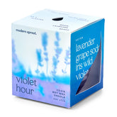 Garden Vibes Candle/Planter features a lavender-scented soy wax candle in a cube-shaped planter with seed options.