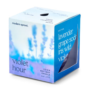 Garden Vibes Candle/Planter features a lavender-scented soy wax candle in a cube-shaped planter with seed options.