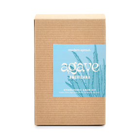 Agave Grow Kit packaging featuring a minimalist design with a blue label and plant illustration, ideal for hydroponic gardening.