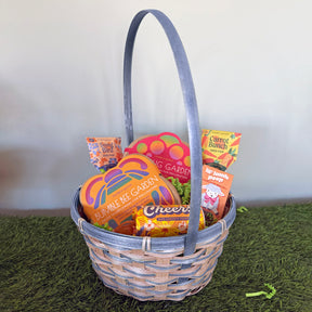 Limited edition Easter basket featuring colorful garden-themed items, including seed packets and cheerful decorations.