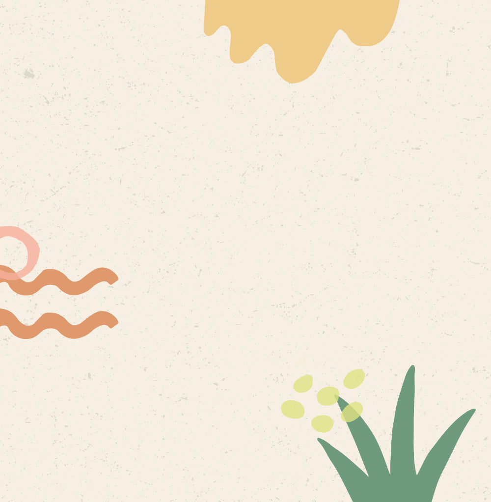 Abstract pastel background featuring wavy lines, organic shapes, and stylized green plant elements, evoking an indoor gard...